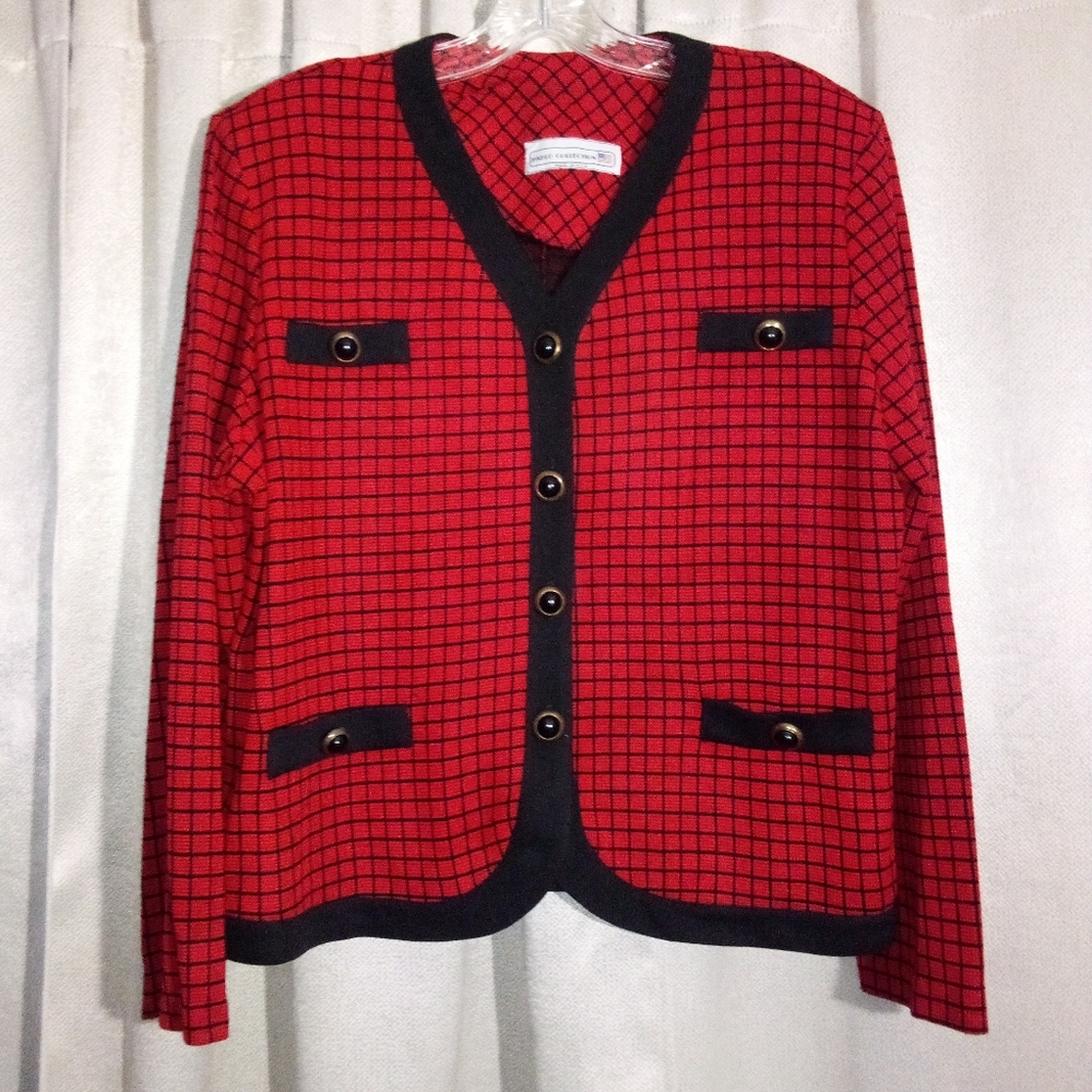 Vintage Pablo Collection Blazer Red and Black Checks Size 16 P